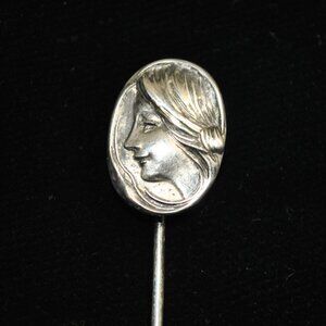 Antique Sterling Art Nouveau Woman Stick / Tie Pin